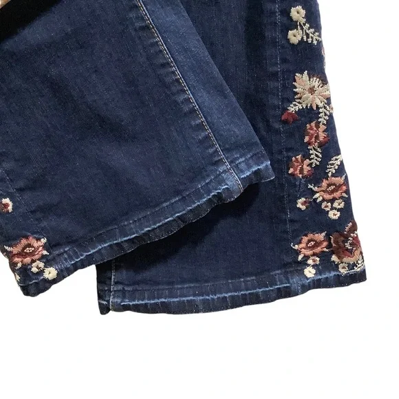 Driftwood Farrah Flower Girl Flare Jeans Embroidered High Rise